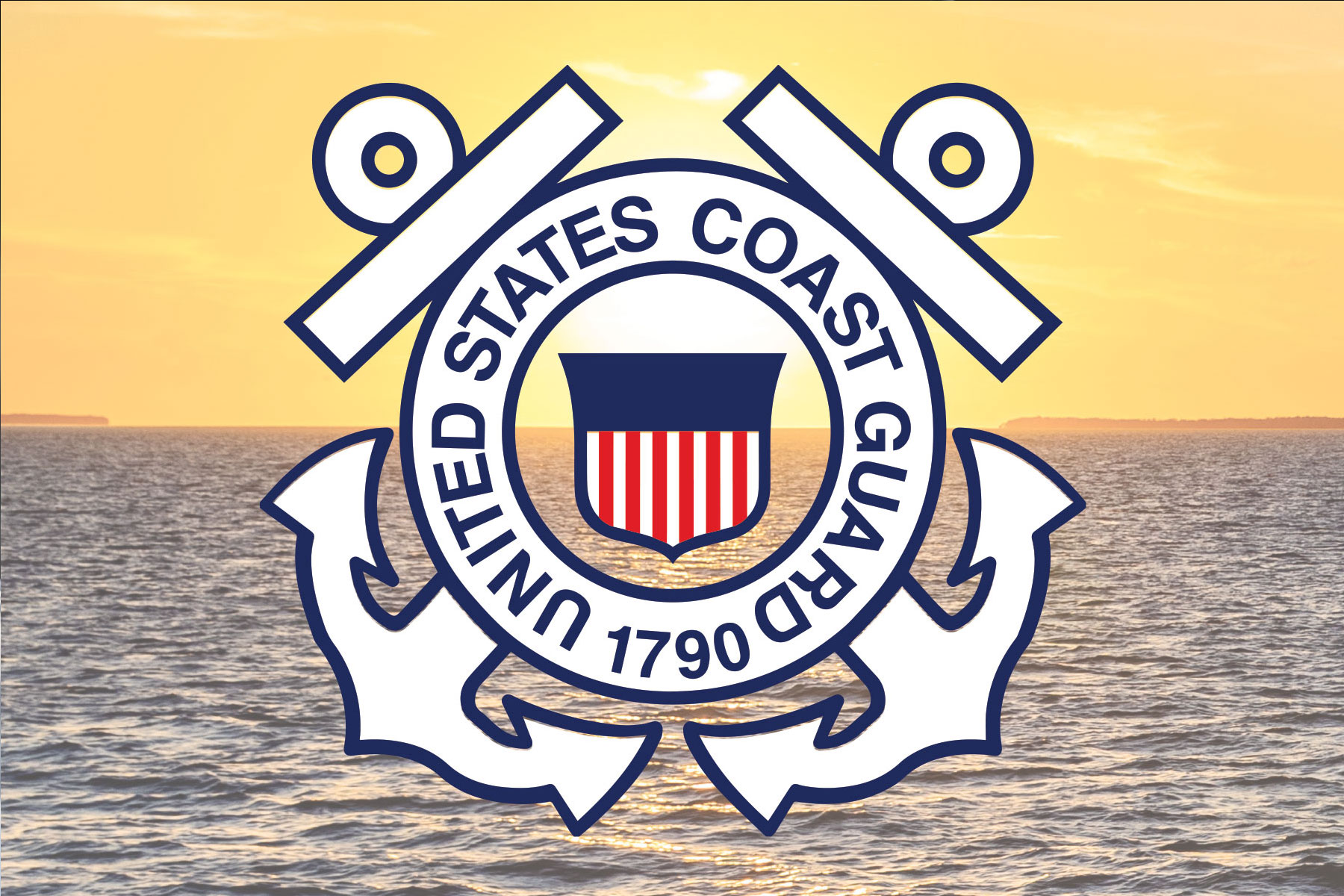 Coast guard logo over water