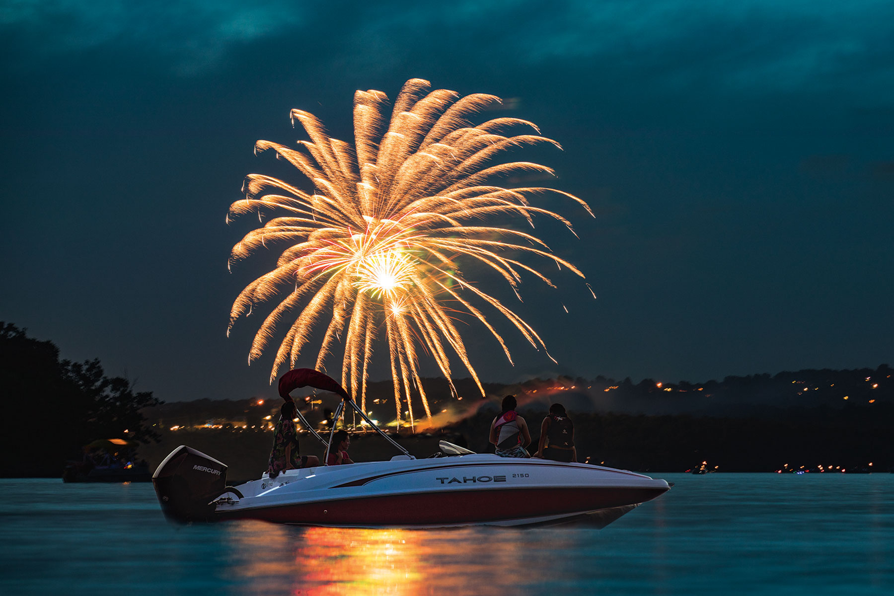 Fireworks over Tahoe Boat