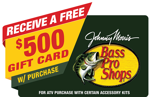 Free Gift Card up to $500 with Purchase of select UTVs