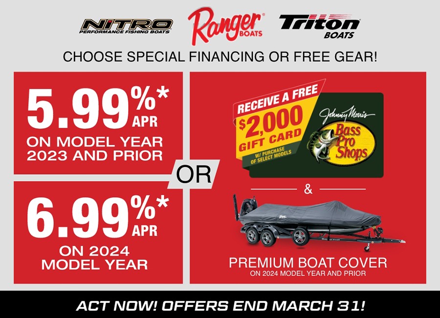 Boat and ATV Special Offers at Bass Pro Shops and Cabela's Boating Centers